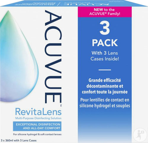 Acuvue RevitaLens Solution Désinfectante Pour Lentilles De Contact En Silicone Hydrogel 3x360ml