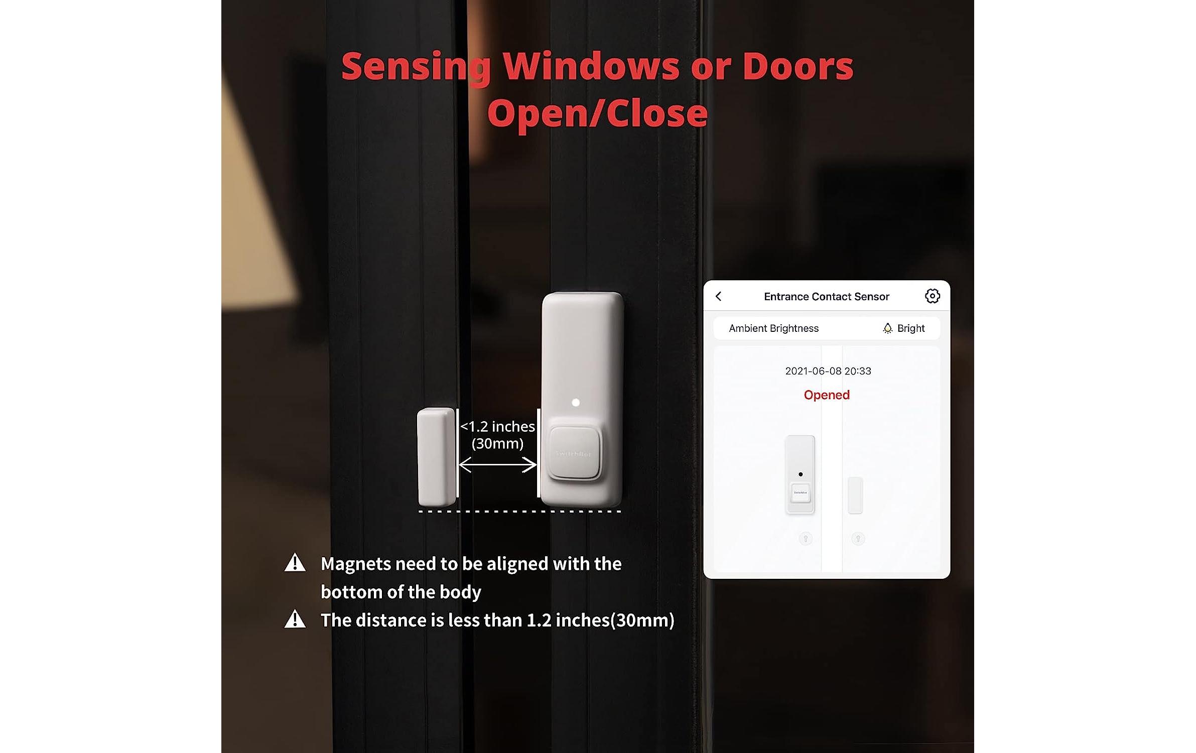 Funk-Fenster- und Türkontakt Contact Sensor, WeissFenster- und Türalarmsensor für die Haussicherheit