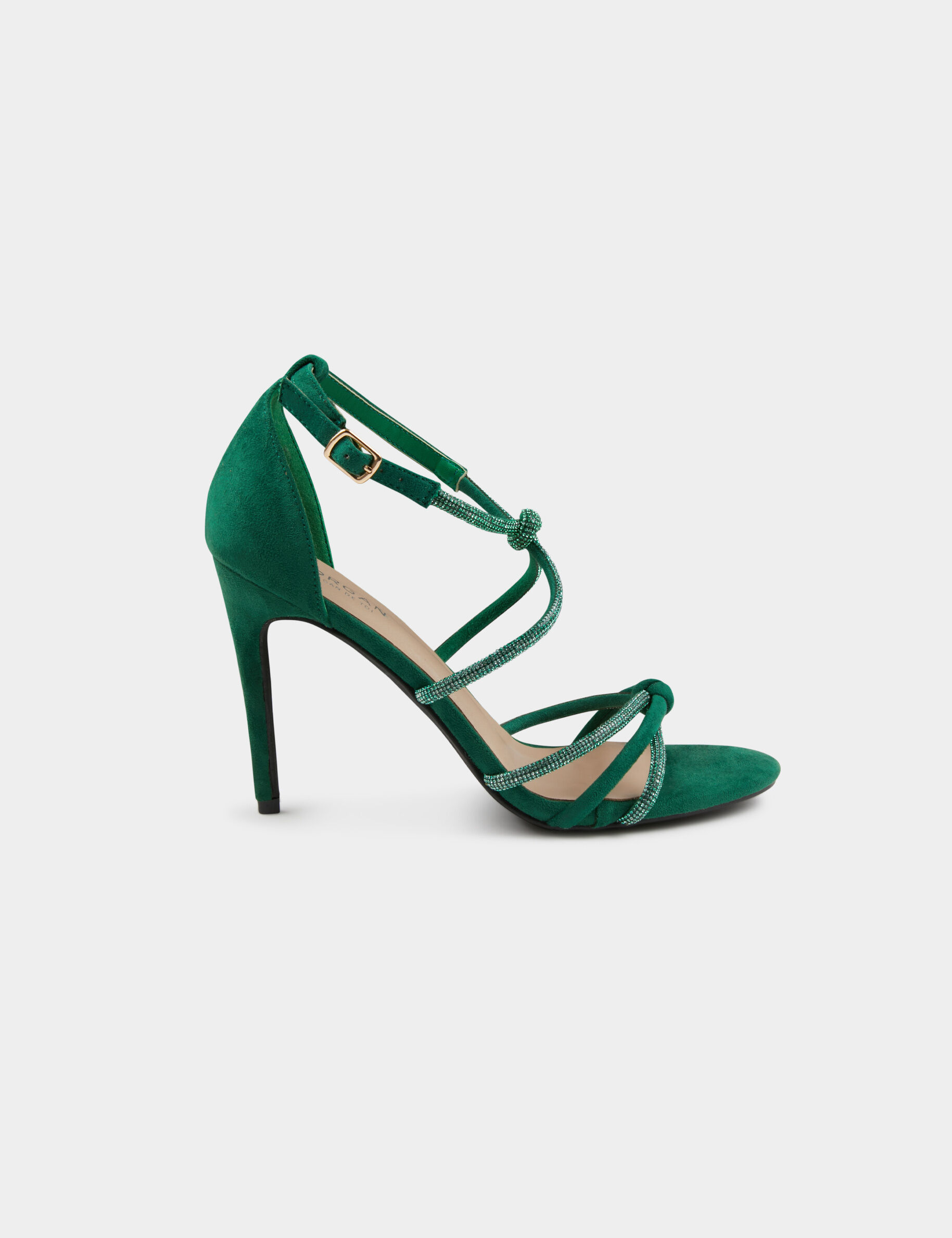 Sandales à talons avec brides strass vert femme - vert