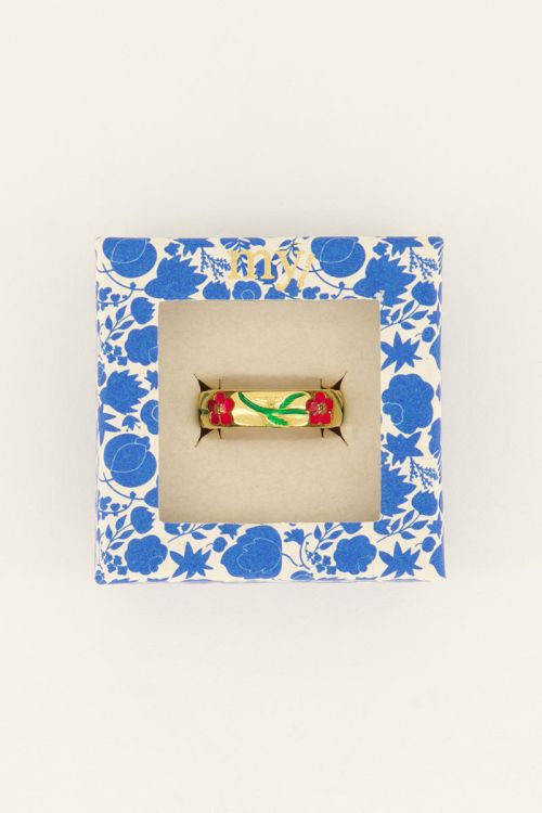 Casa fiore ring met rode bloemen