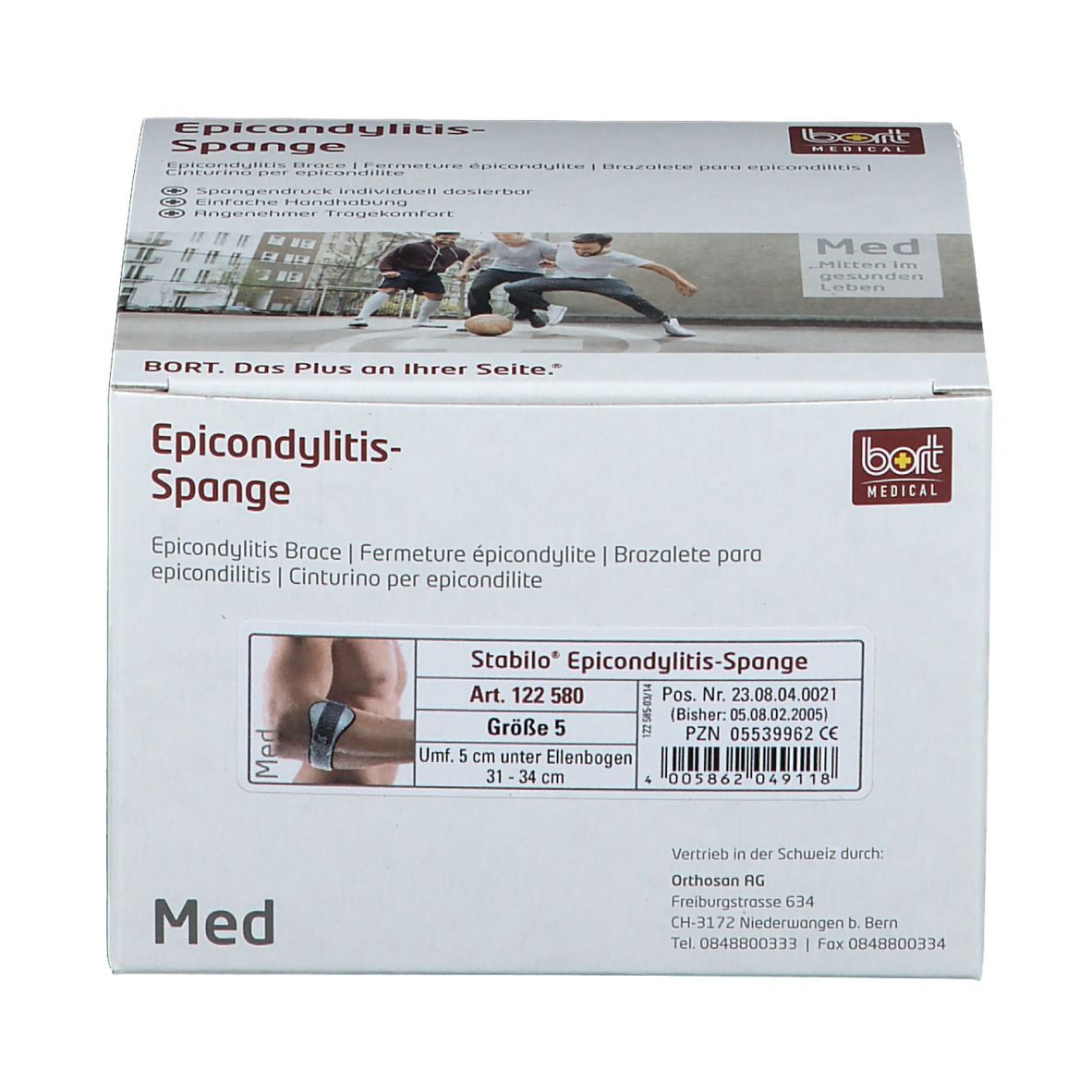 BORT Stabilo® Epicondylitis-Spange mit ulnarer Entlastung Gr. 5 grau