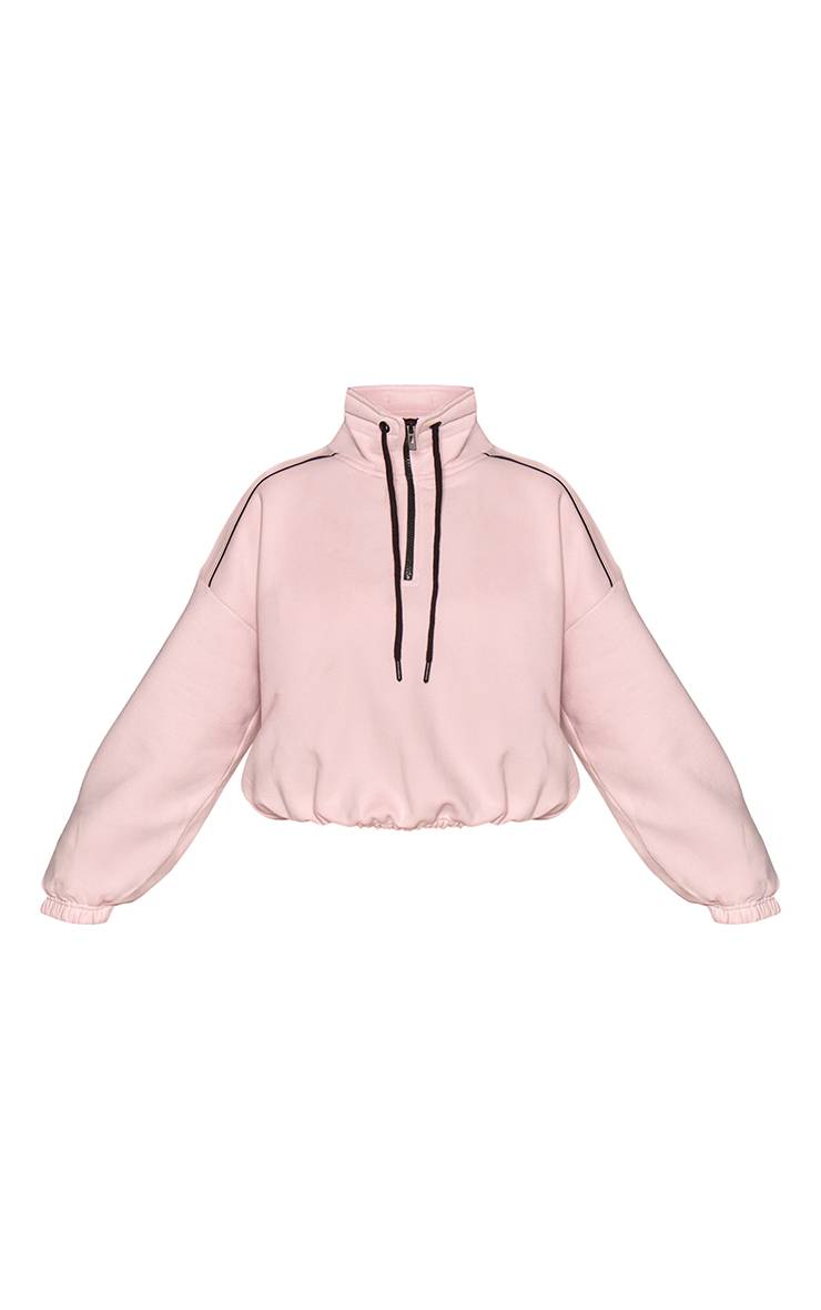Rose Sweat À Fermeture Éclair Quart Avec Cordon De Serrage Contrasté