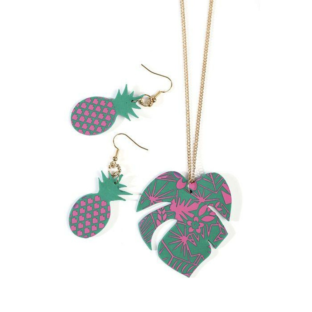 Pochoir pâte polymère tropical 11,4 x 15,3 cm