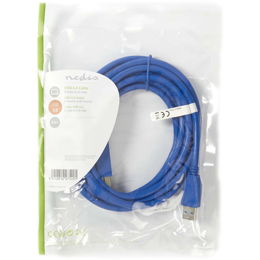 Nedis USB 3.0 kabel USB-A Male - USB-B Male 3.0 meter Polybag