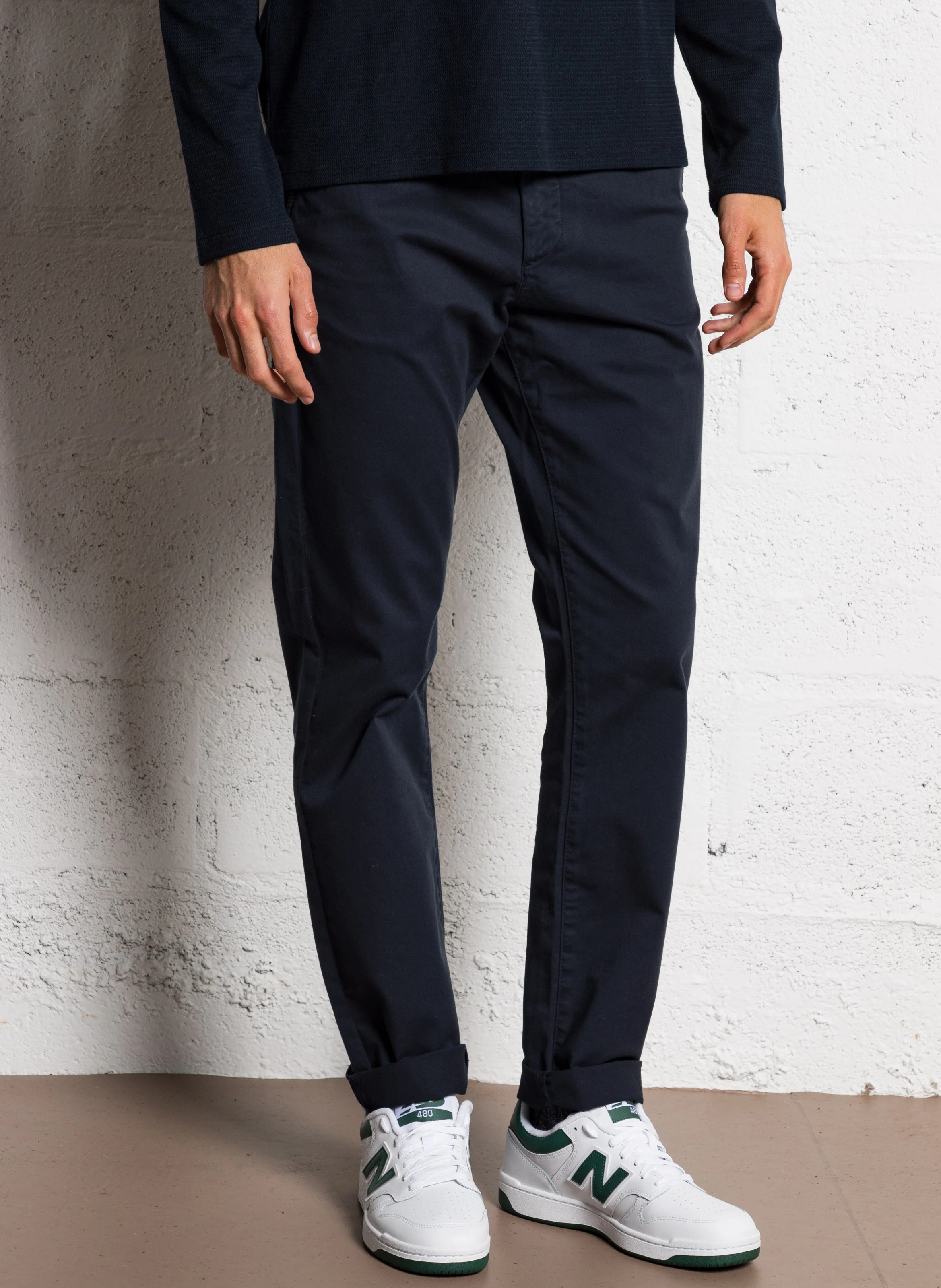 Chino slim-fit en coton stretch | Bleu