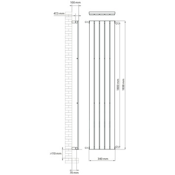 Haceka designradiator Negev petrol 715 Watt 184x34 cm