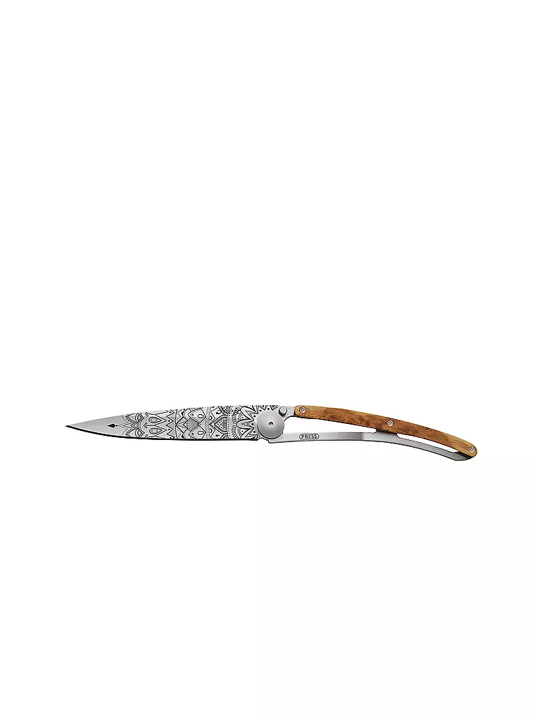 DEEJO Taschenmesser Wacholderholz Titan MANDALA 37G silber