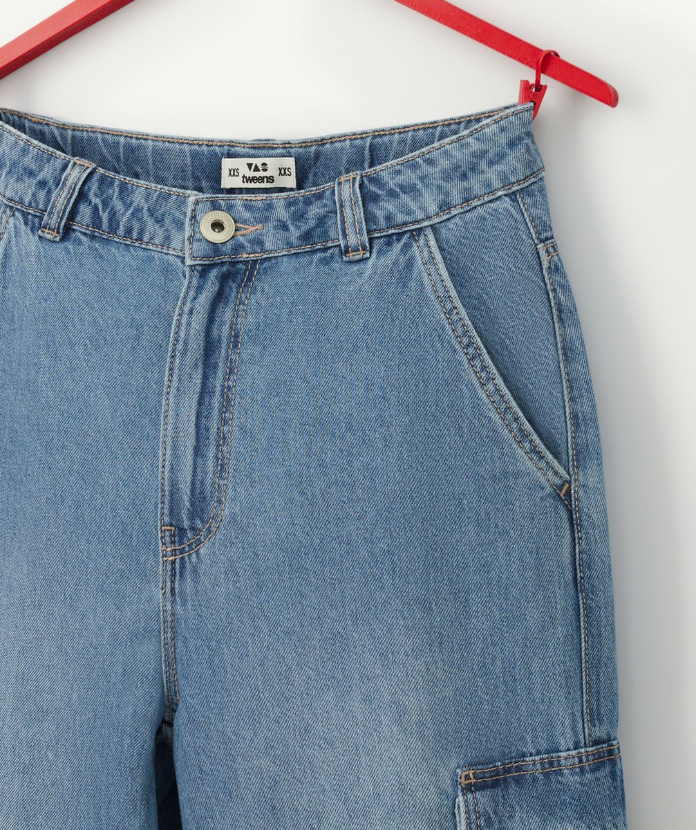 PANTALON CARGO FILLE EN DENIM BLEU LOW IMPACT