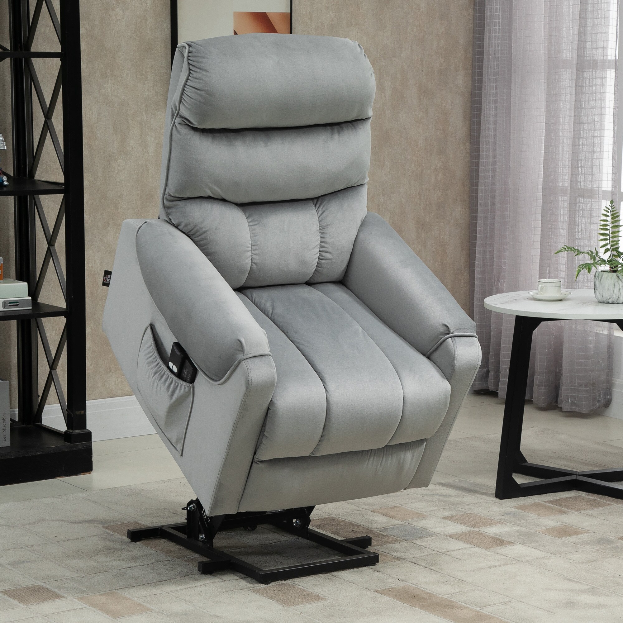 HOMCOM Massagesessel mit Aufstehhilfe und 2 Fernbedienungen grau 79B x 97T x 103H cm