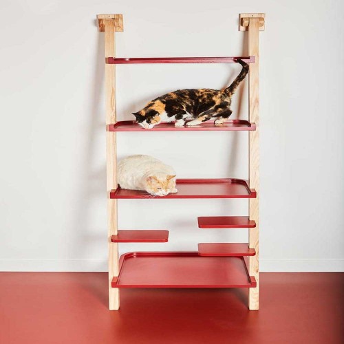 Centro de atividades para gatos em madeira, cor lilás