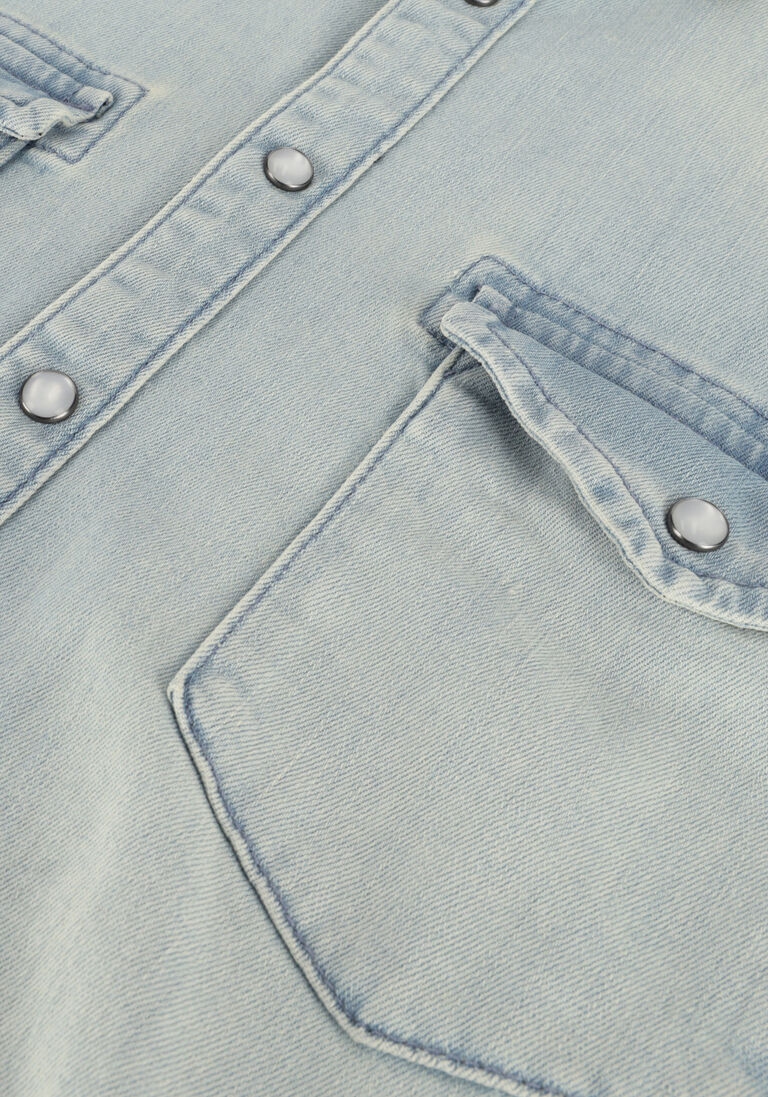 PUREWHITE lichtblauwe purewhite overshirt denim shirt with pressbuttons and pockets on chest