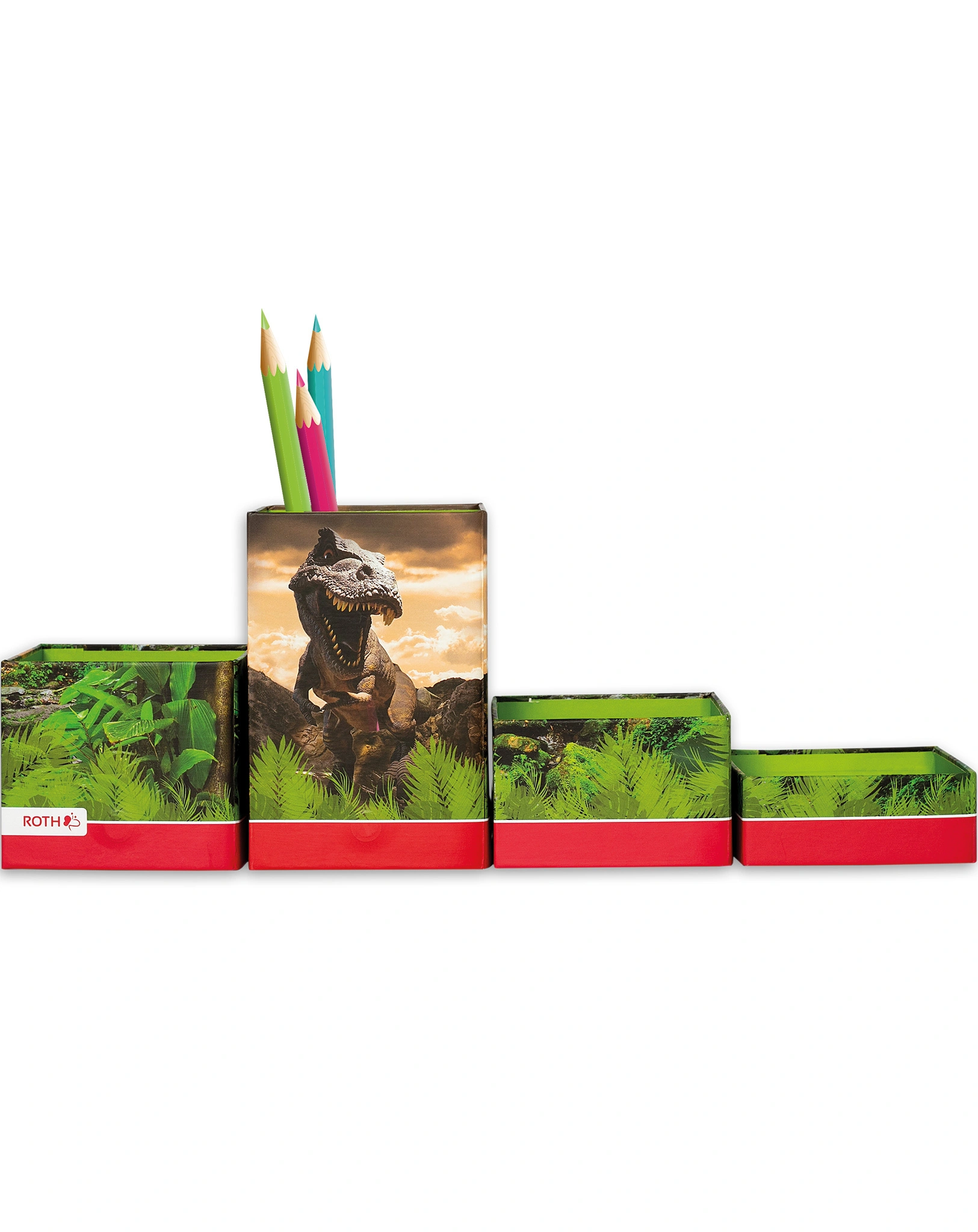 Stiftehalter TYRANNOSAURUS 4er-Set aus Pappe