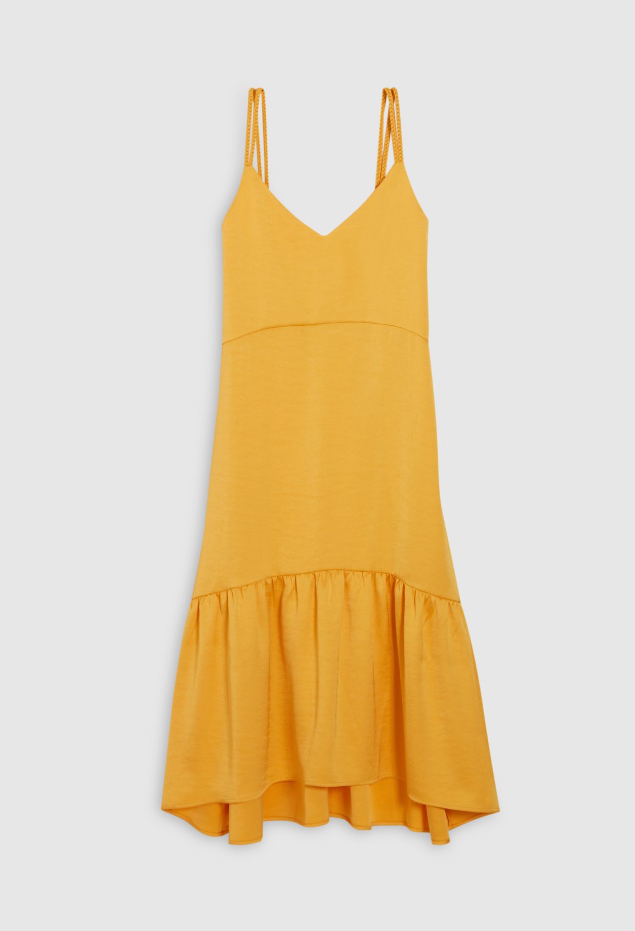 Robe midi satinee jaune