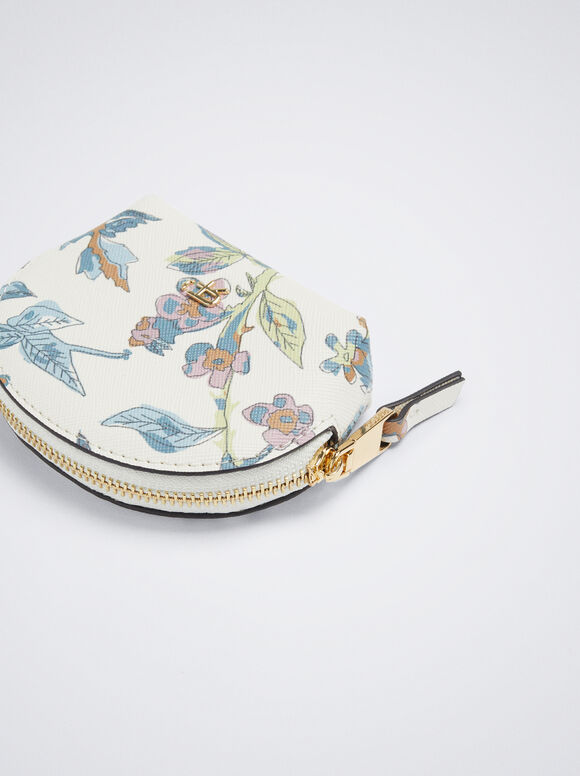 Porta-moedas com estampa floral - Azul