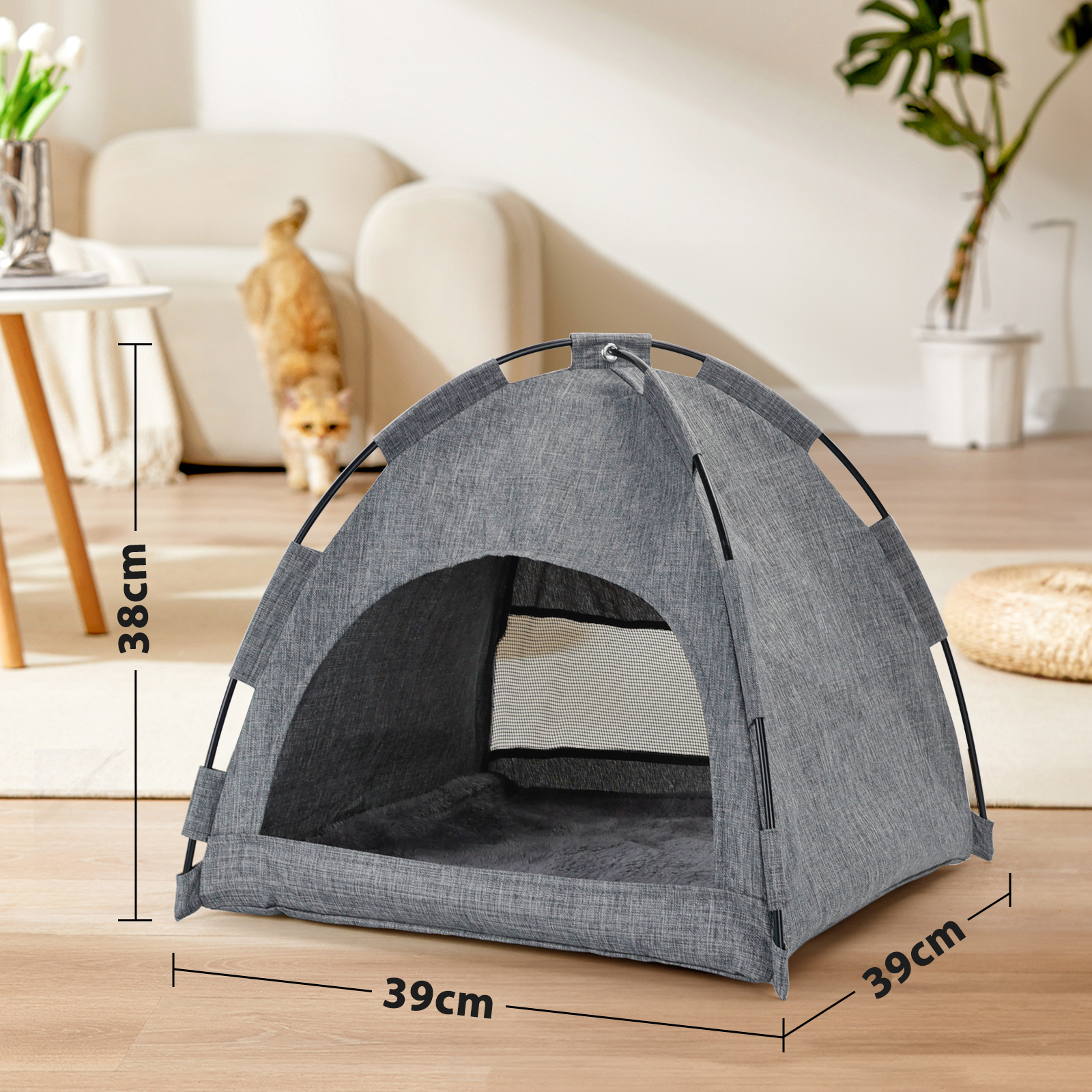 Cama Nobleza para cães e gatos, tamanho médio, lavável, com almofada removível, ideal para uso interno e externo.