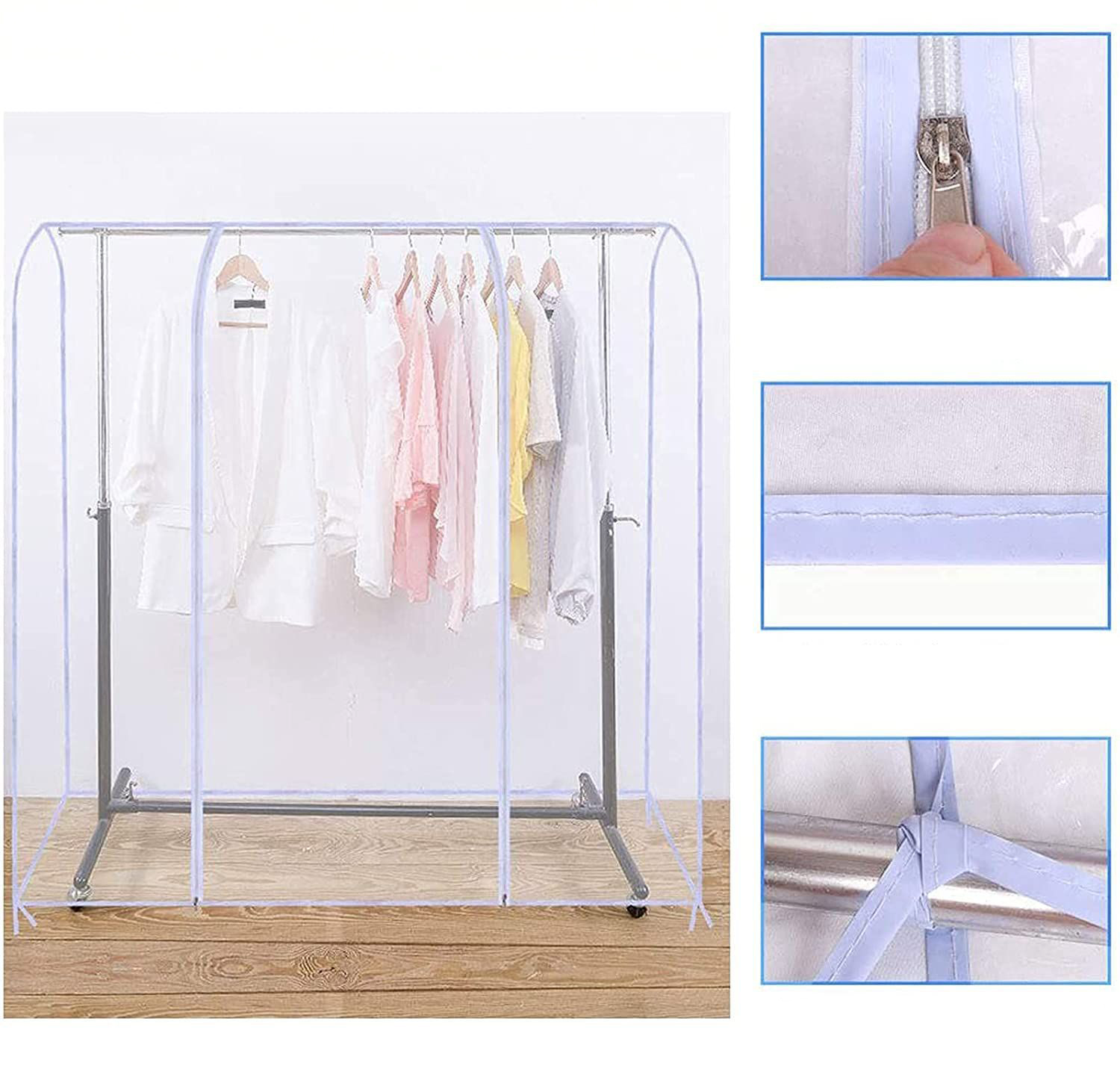 (120x150x50cm) Schutzabdeckung für Kleiderstange Kleiderhülle Staubschutz - Transparent