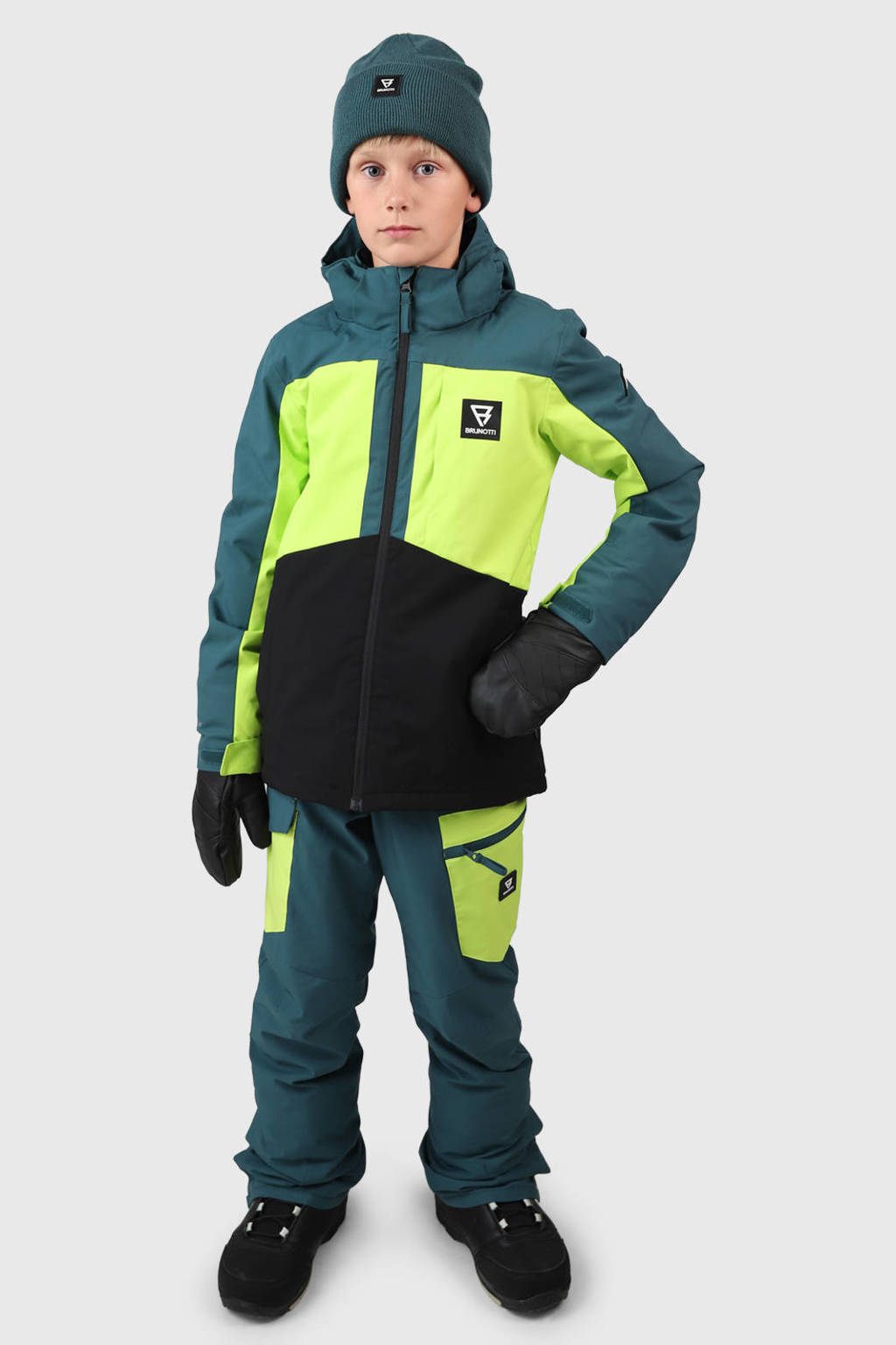 Brunotti ski-jack Aratiny petrol/geel/zwart