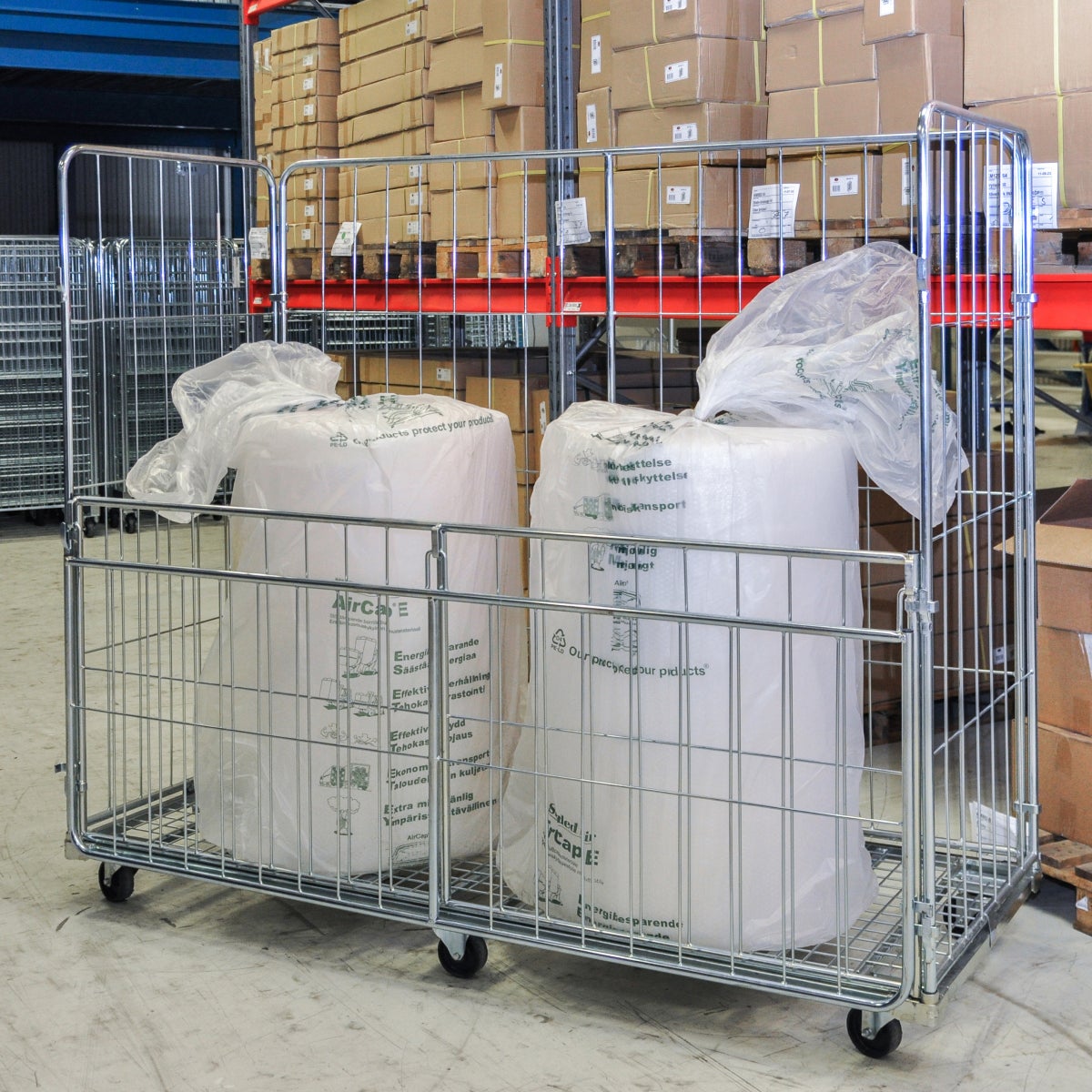Kongamek verzinkte rolcontainer 1200x800x1800mm met 4 gaaswanden, voorste halve opening met rem