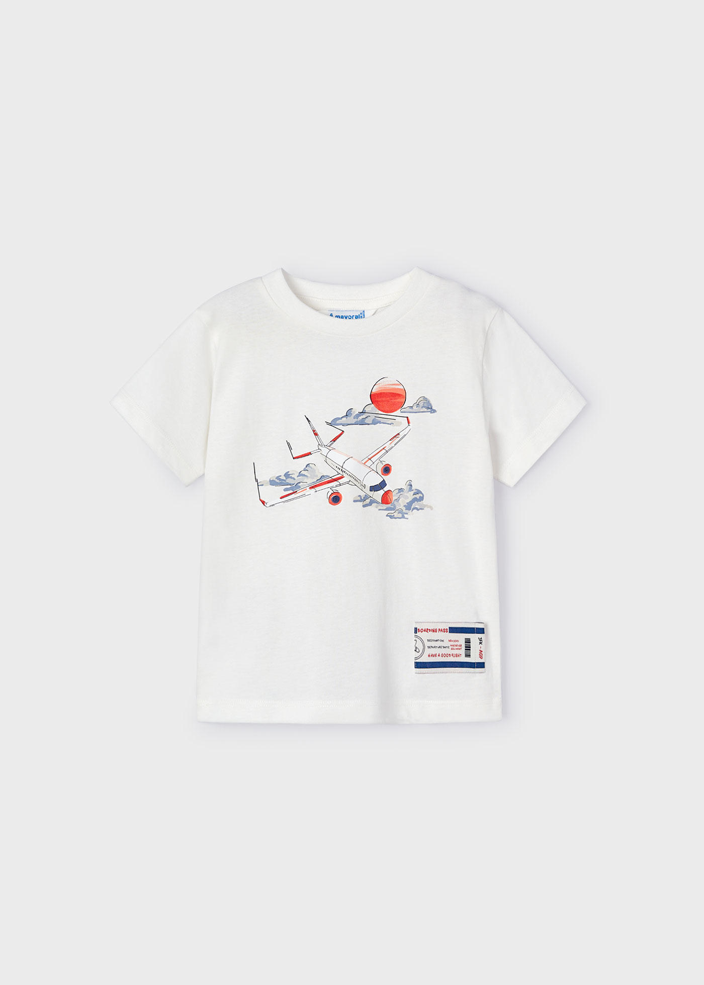 Camiseta Better Cotton com estampa de avião para meninos, cor creme.