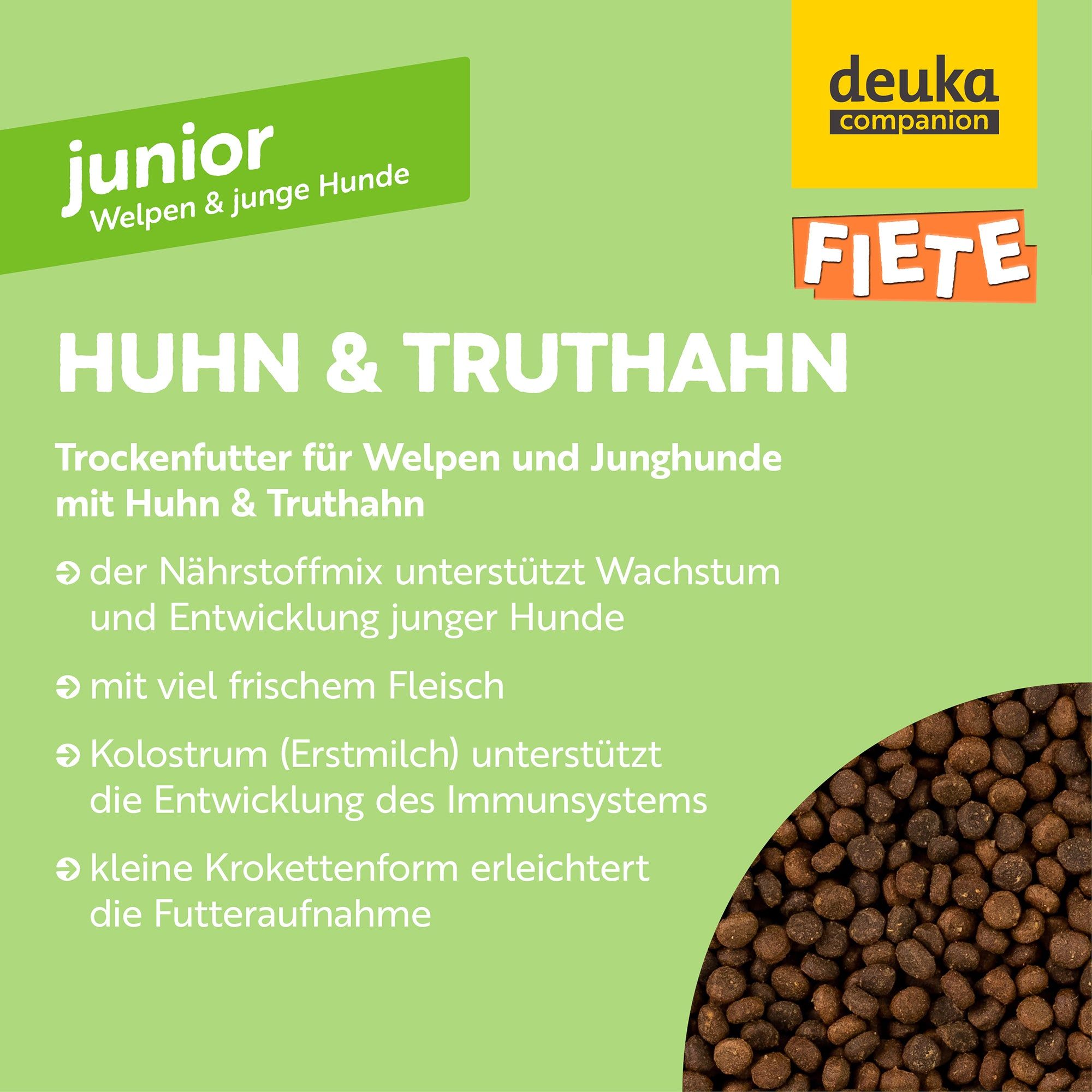FIETE Junior Huhn & Truthahn - Getreidefreies Trockenfutter für Welpen