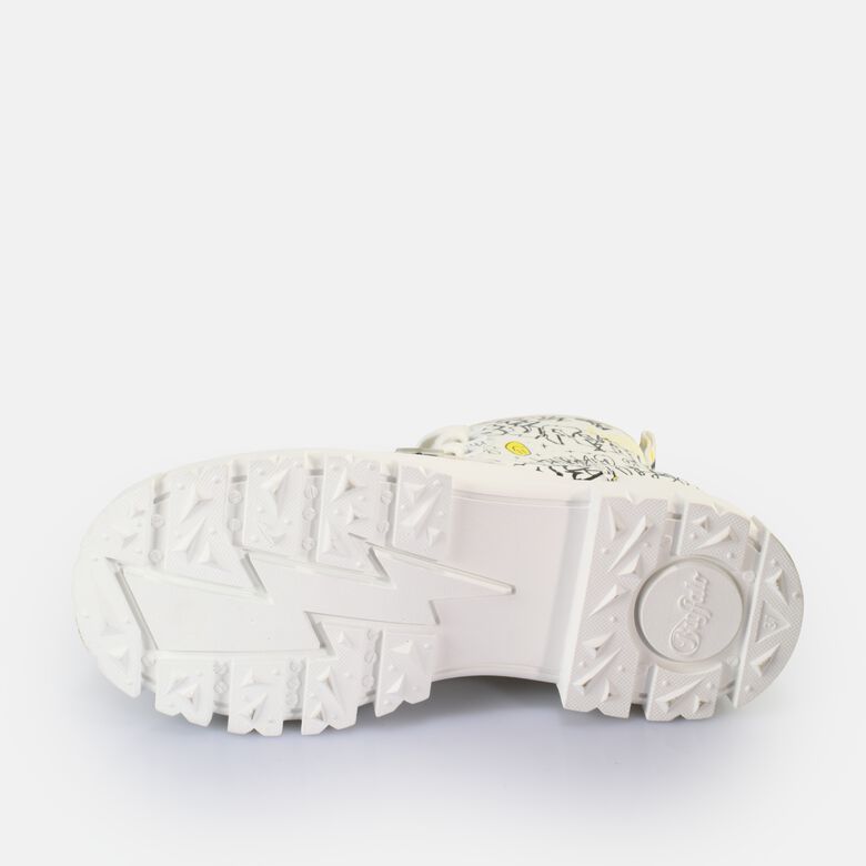 Aspha Lace Up Hi Bottines véganes, blanc graffiti