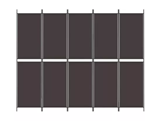 Cloison de séparation 5 panneaux Marron 250x200 cm Tissu