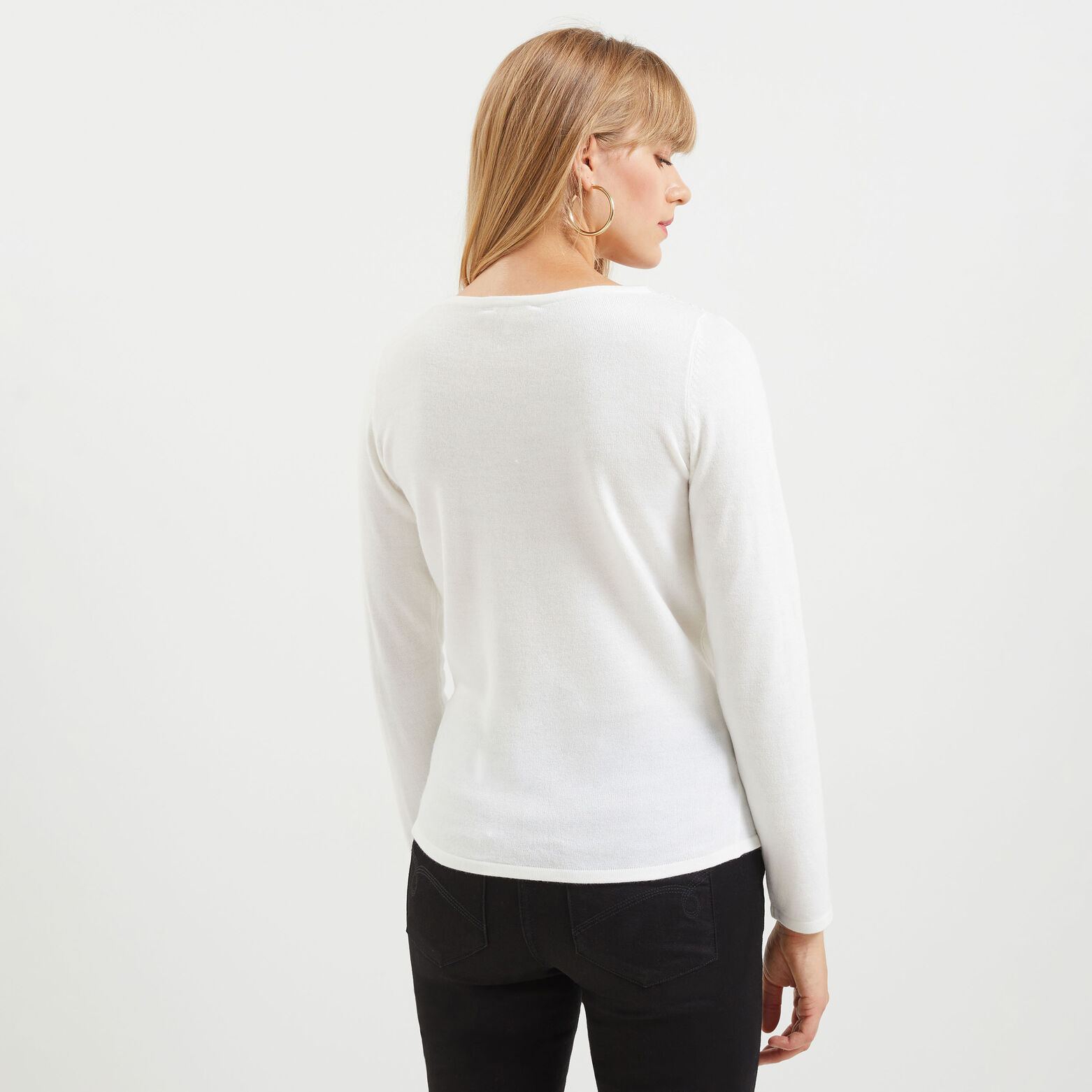 Pull col V dentelle femme