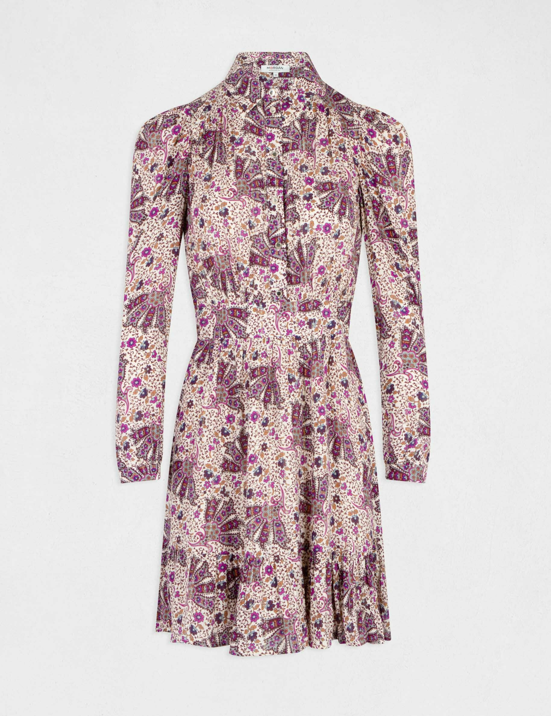 Robe droite fluide imprimé cachemire multico femme - multico