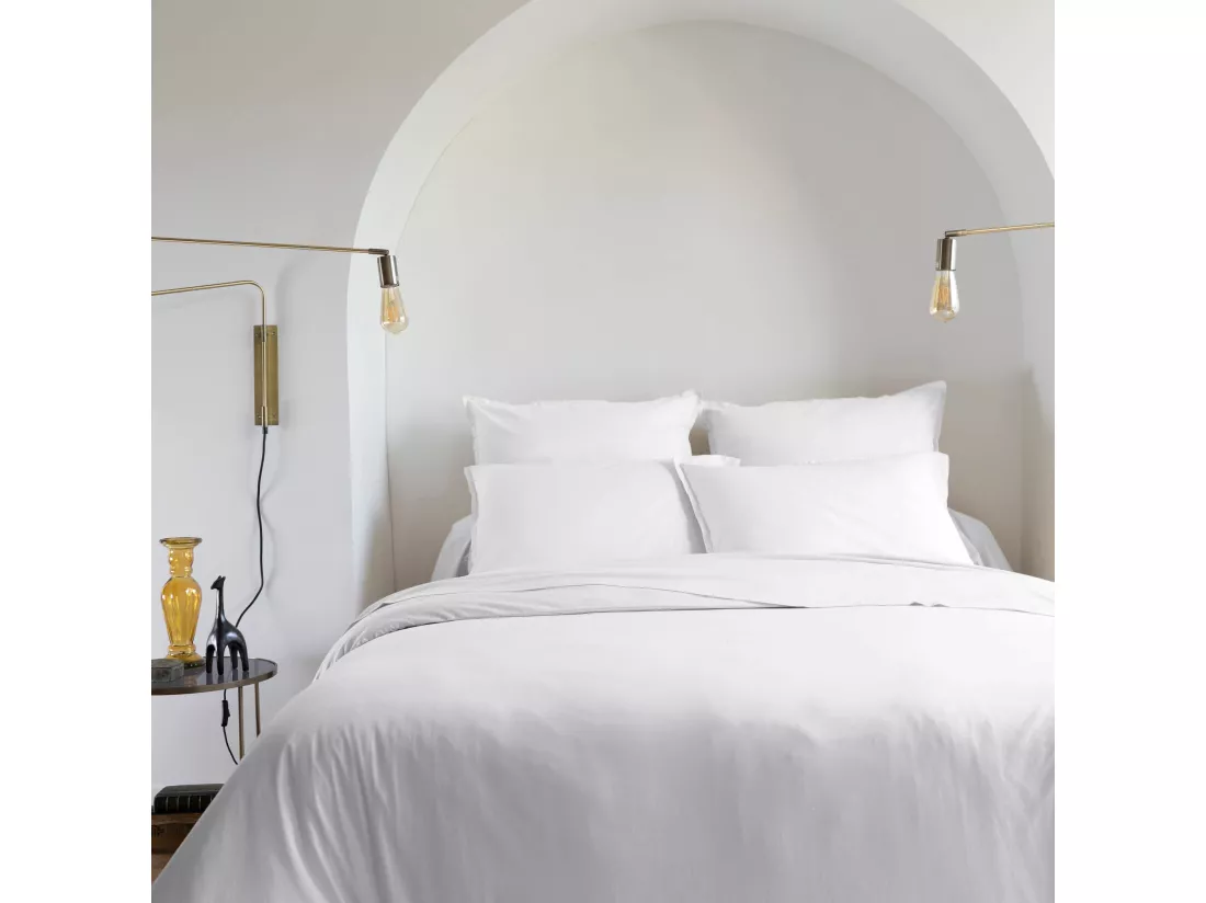 Parure de lit coton lavé - SOMEO Blanc 260x240 - CELESTE