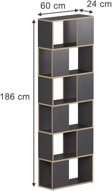 Vicco Raumteiler Eneos, Anthrazit/Eiche, 60 x 186 cm