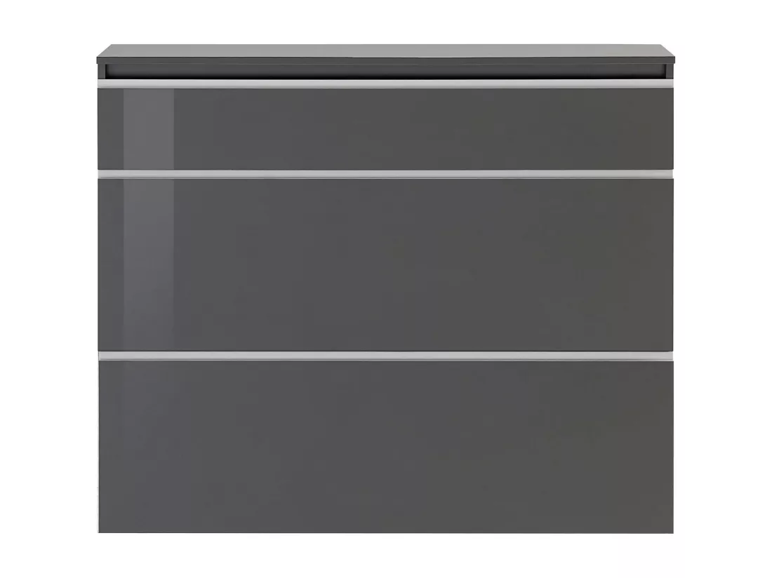 Étagère à chaussures Dlukak, Armoire polyvalente avec 2 portes et 1 porte abattante, Étagère à chaussures d'entrée, 100% Made in Italy, 120x27h108 cm, Anthracite Brillant