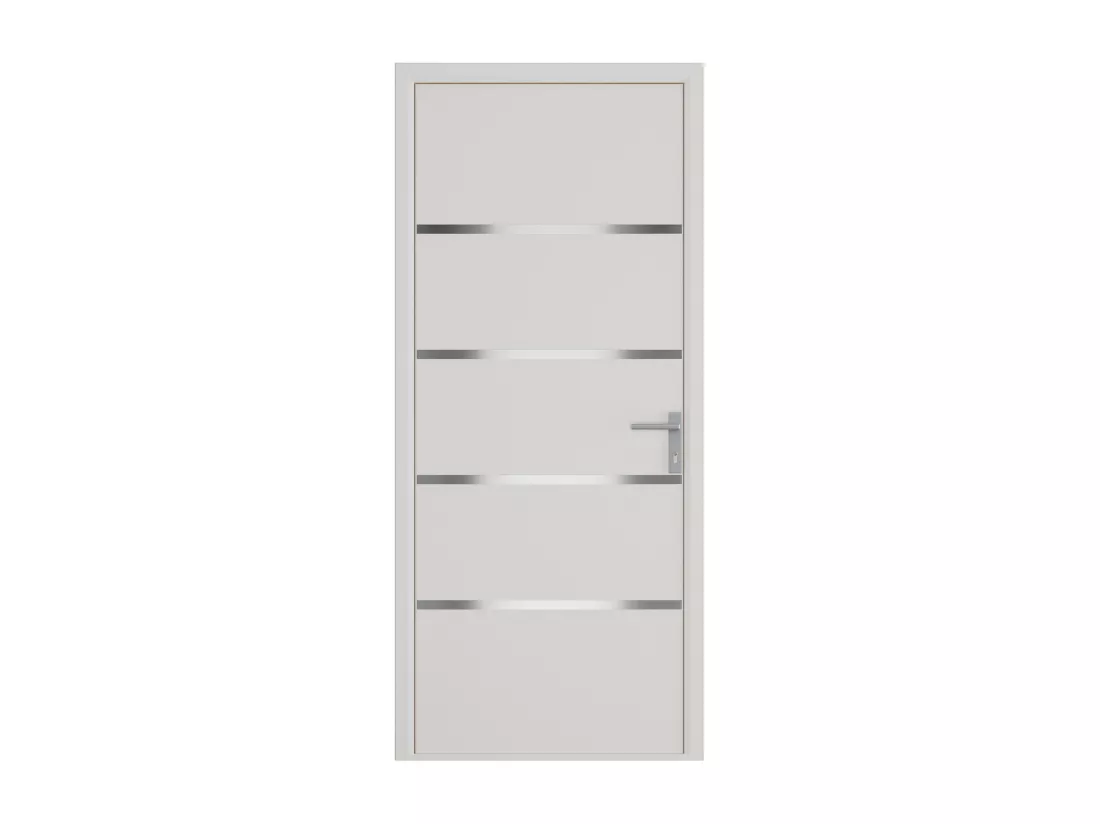 Porte d'entrée en aluminium H218 x L96 cm blanc - poussant gauche - ISALINA