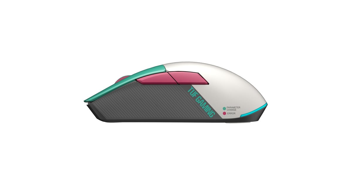 ASUSTUF GAMING Mini Wireless Mouse Hatsune Miku Edition  (Wit/turquoise, 12.000 dpi, USB / 2.4GHz / Bluetooth)