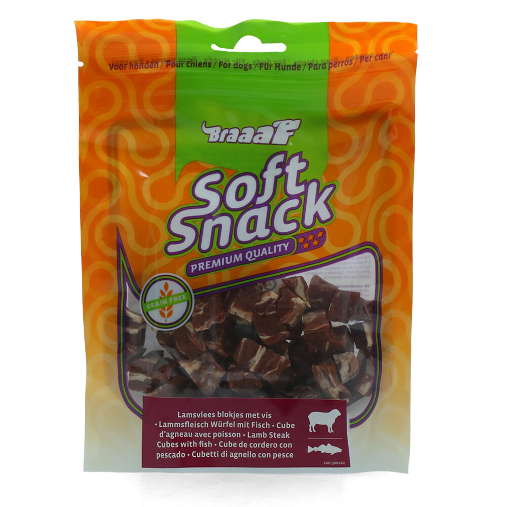 Braaaf Lam Steak Blokjes met Vis85 gr