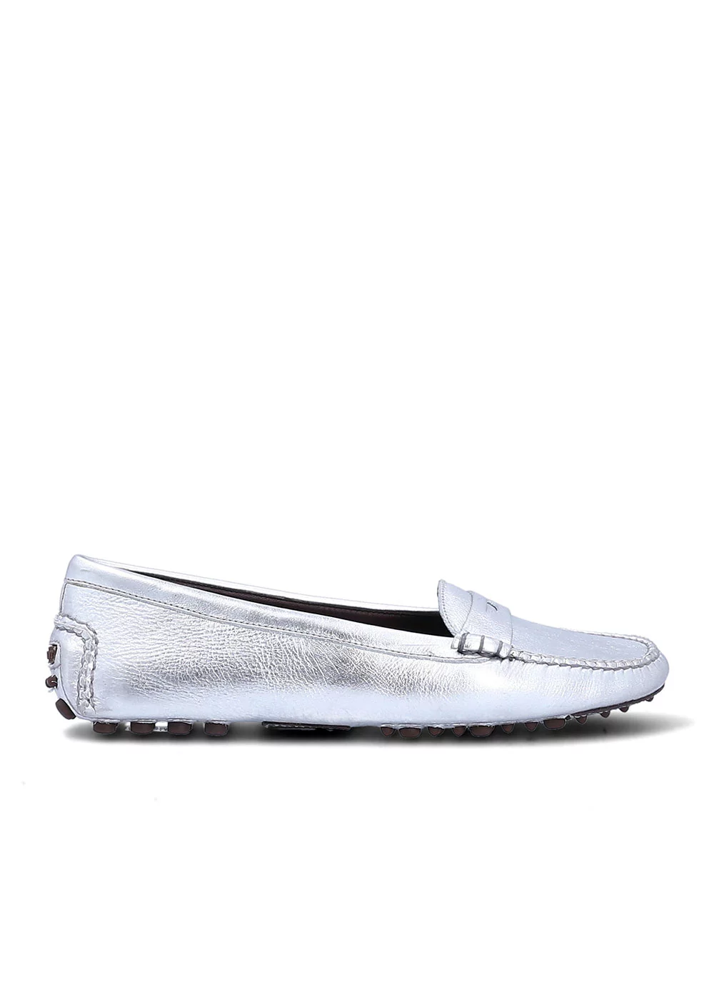 MOCASSIN ROUND DRIVER METALISE ARGENT