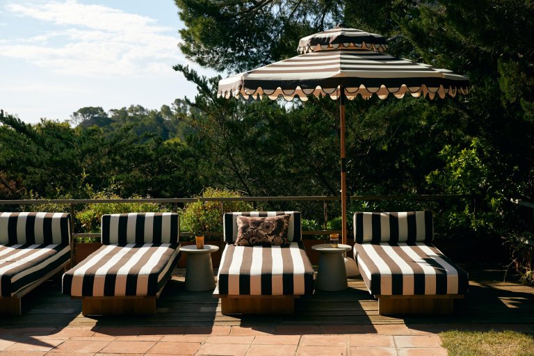 HKliving Striped parasol Ø270 stracciatella