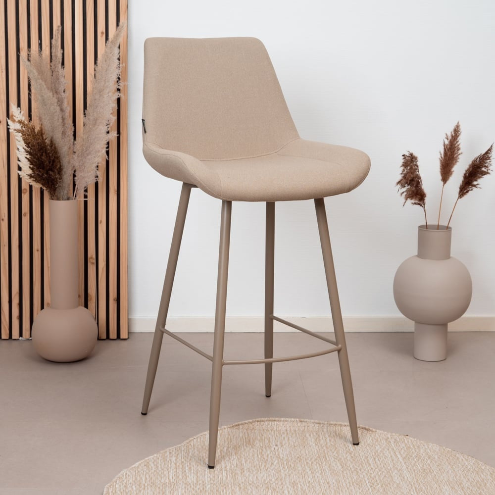 Bronx71 Scandinavische barkruk Maud gerecyclede stof taupe 74 cm