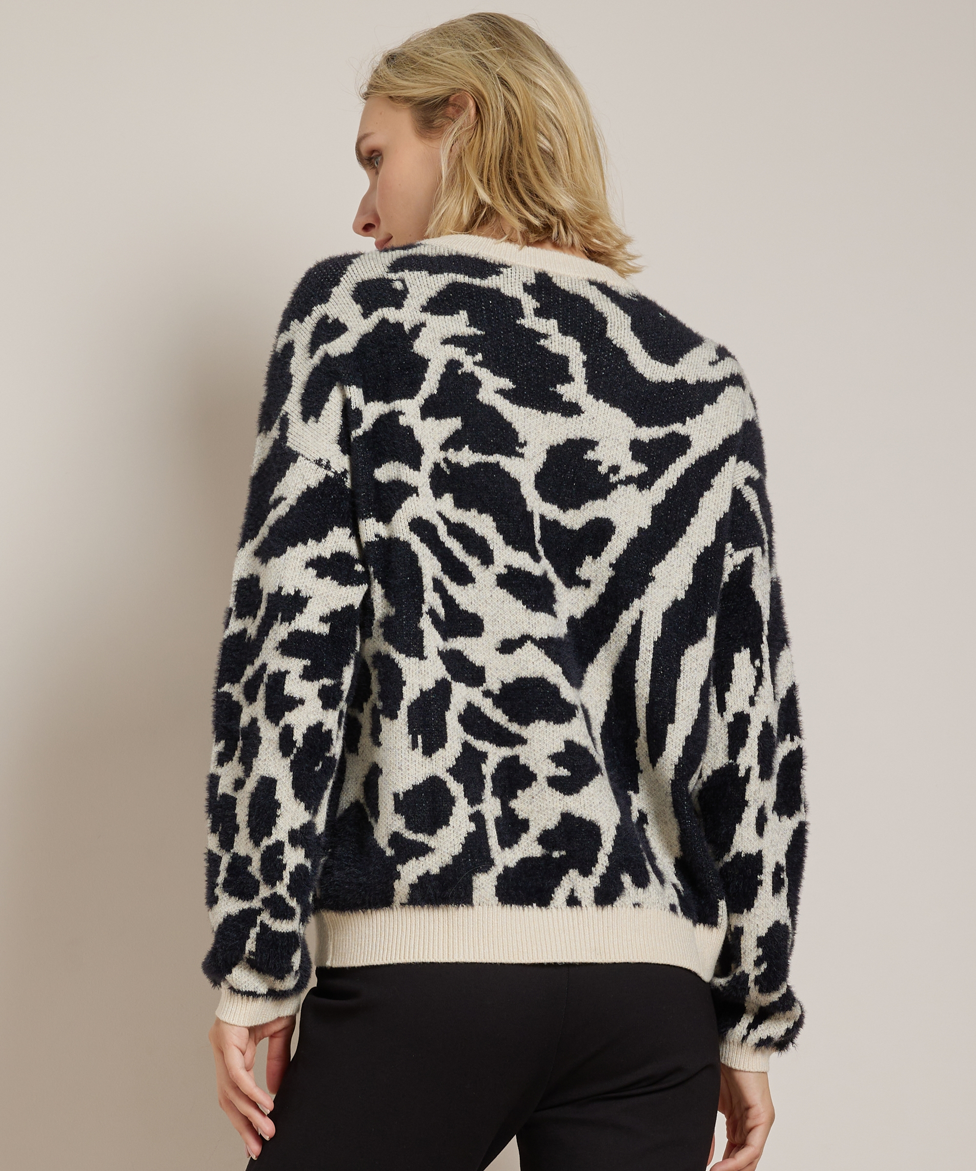 wijde trui met jacquard dessin
