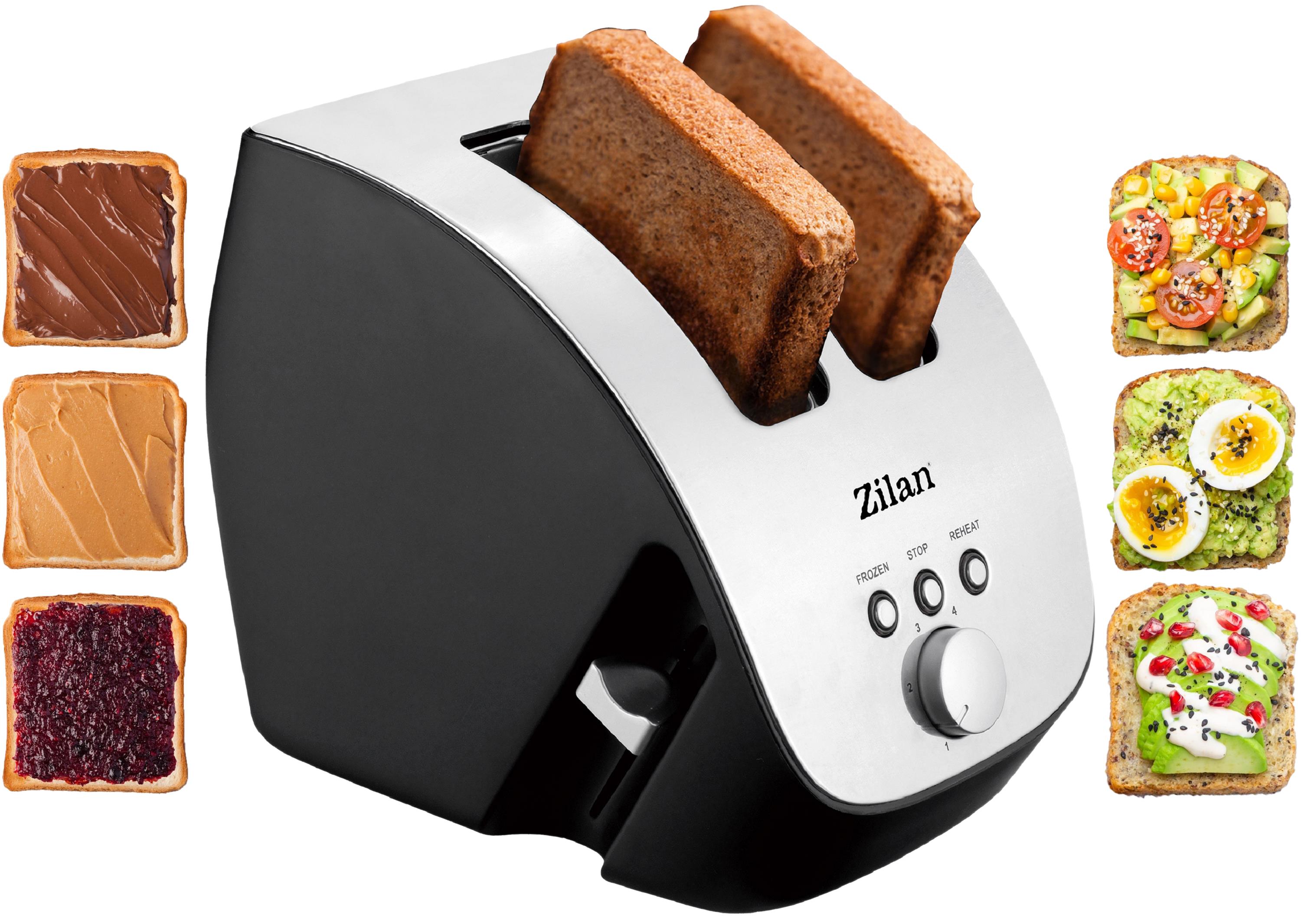 Zilan Schrägtoaster 2 Scheiben Toaster 1000W Edelstahl