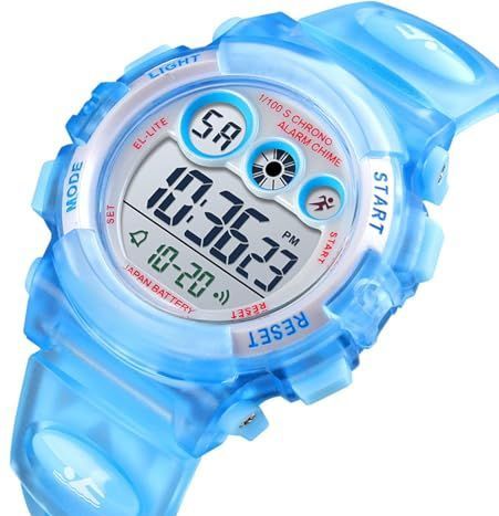 Waterdicht Digitaal Sporthorloge voor Kinderen, Elektronisch Buitenhorloge met Alarm, Stopwatch, Achtergrondverlichting, Tijd en Datum, Voor Jongens en Meisjes van 5 tot 12 Jaar(Dark blue)