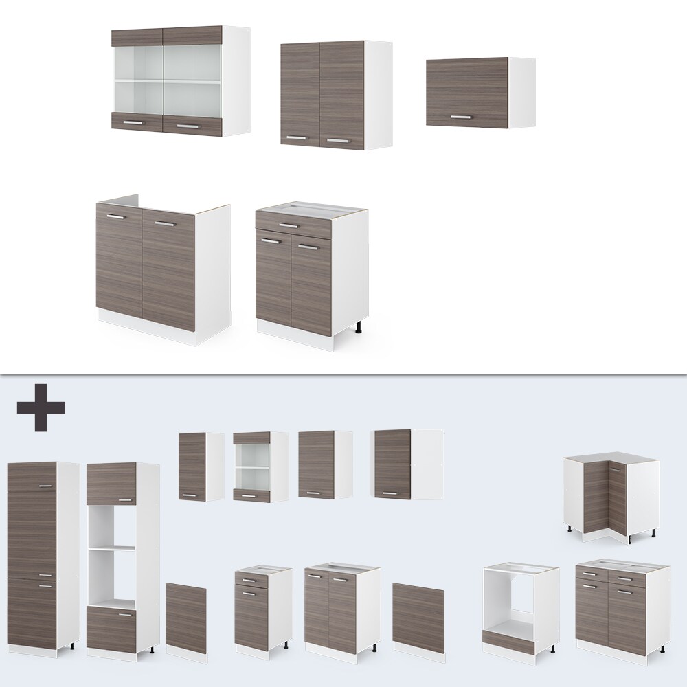 Vicco KÜCHE R-LINE 200CM KÜCHENZEILE KÜCHENBLOCK EINBAU Edelgrau
