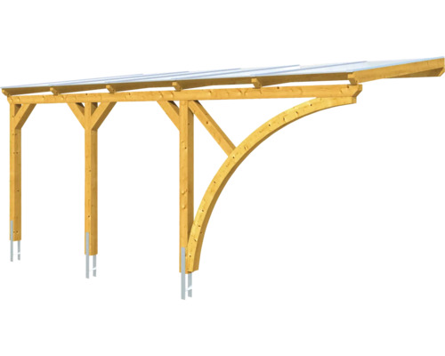 SKAN HOLZ Eifel enkele carport inclusief 1 inrijboog, paalankers 300 x 541 cm licht eiken