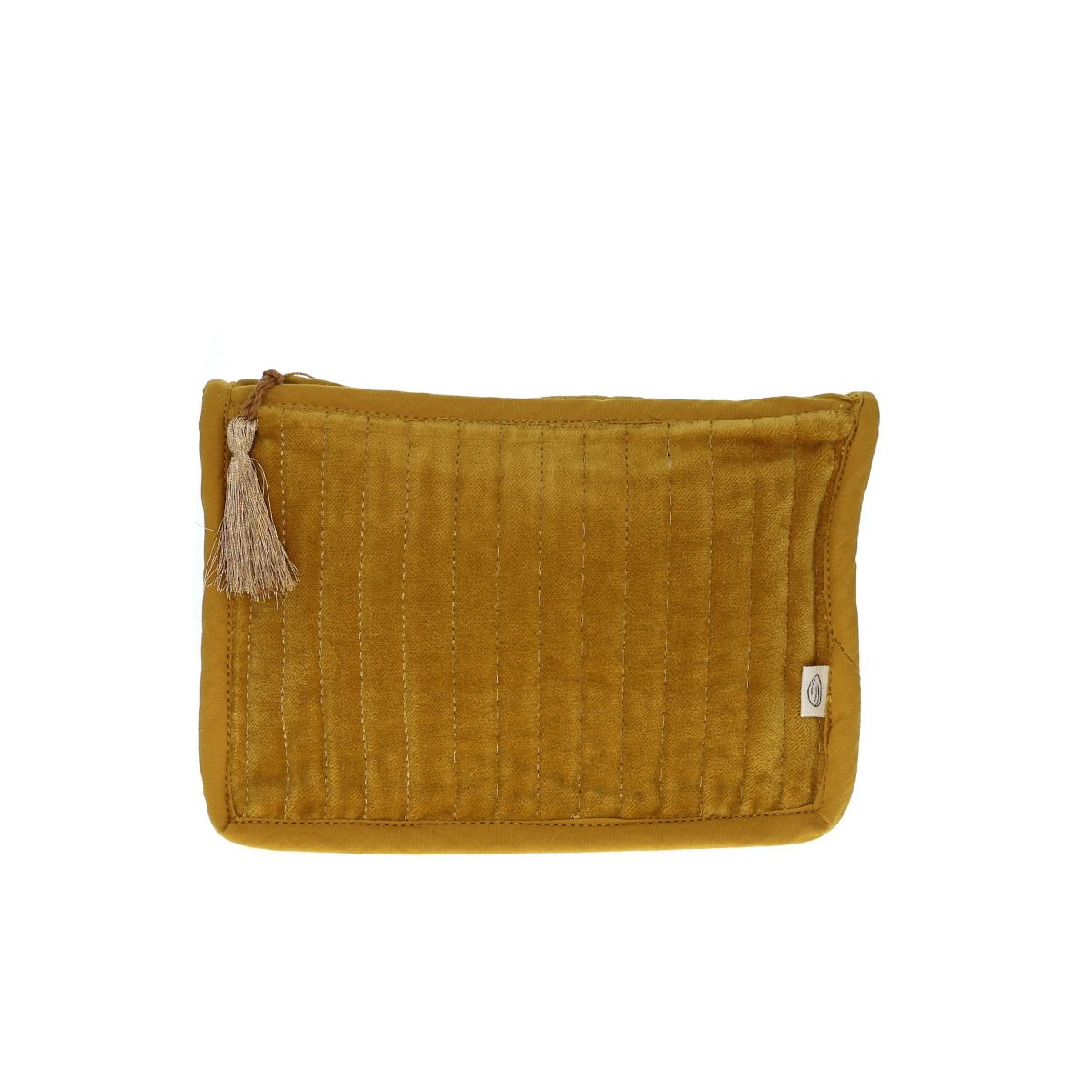 Trousse de toilette jaune moutarde en velours  Amande