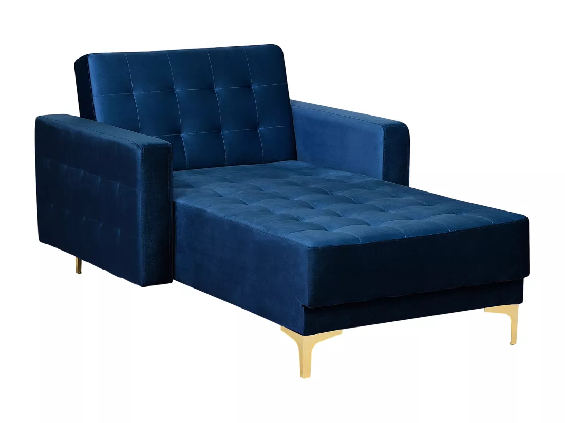 Chaise longue en velours bleu marine ABERDEEN