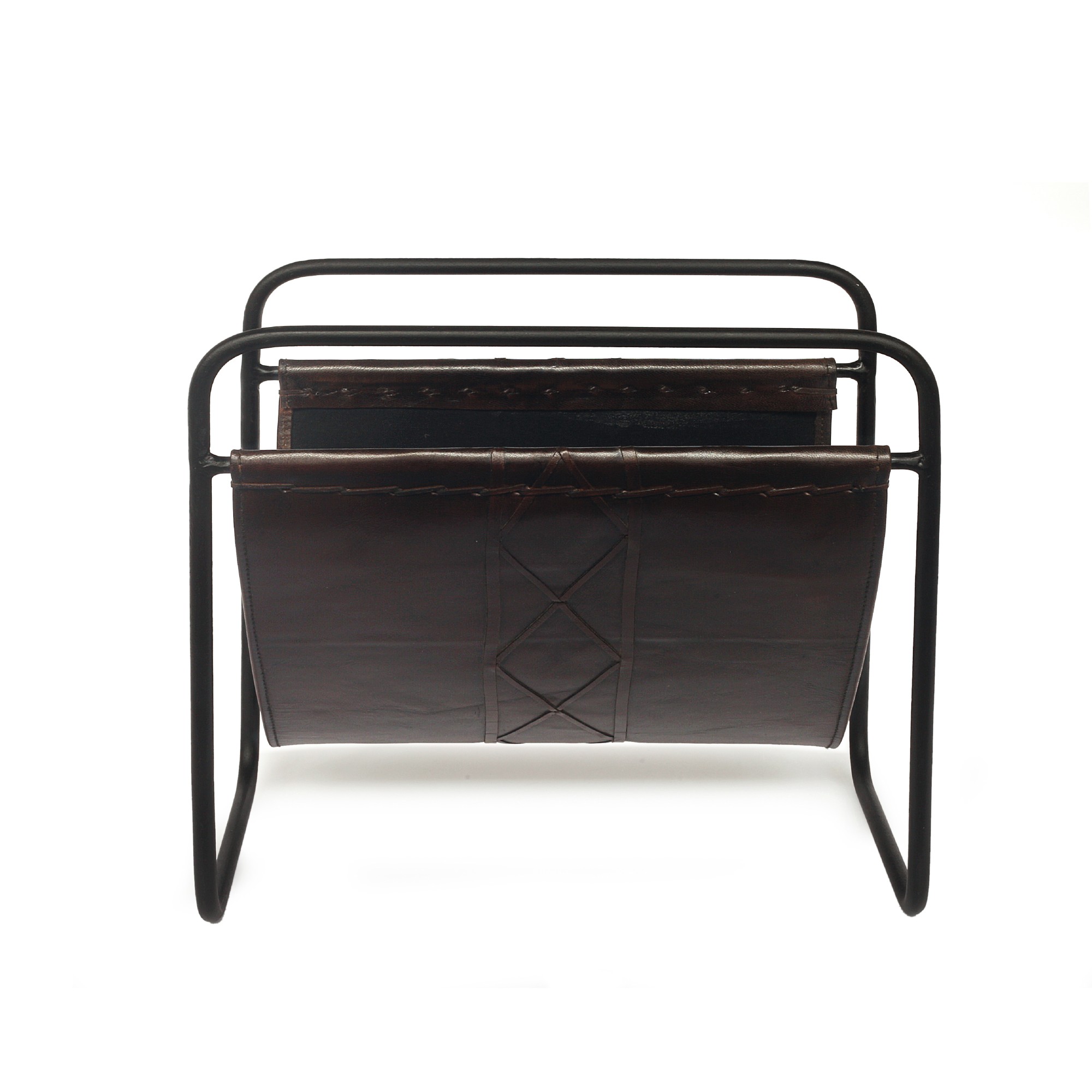 Zeitungsständer 'Diario', Leder und Eisen, B 39 cm, L 24 cm, H 38 cm von fischer's lagerhaus
