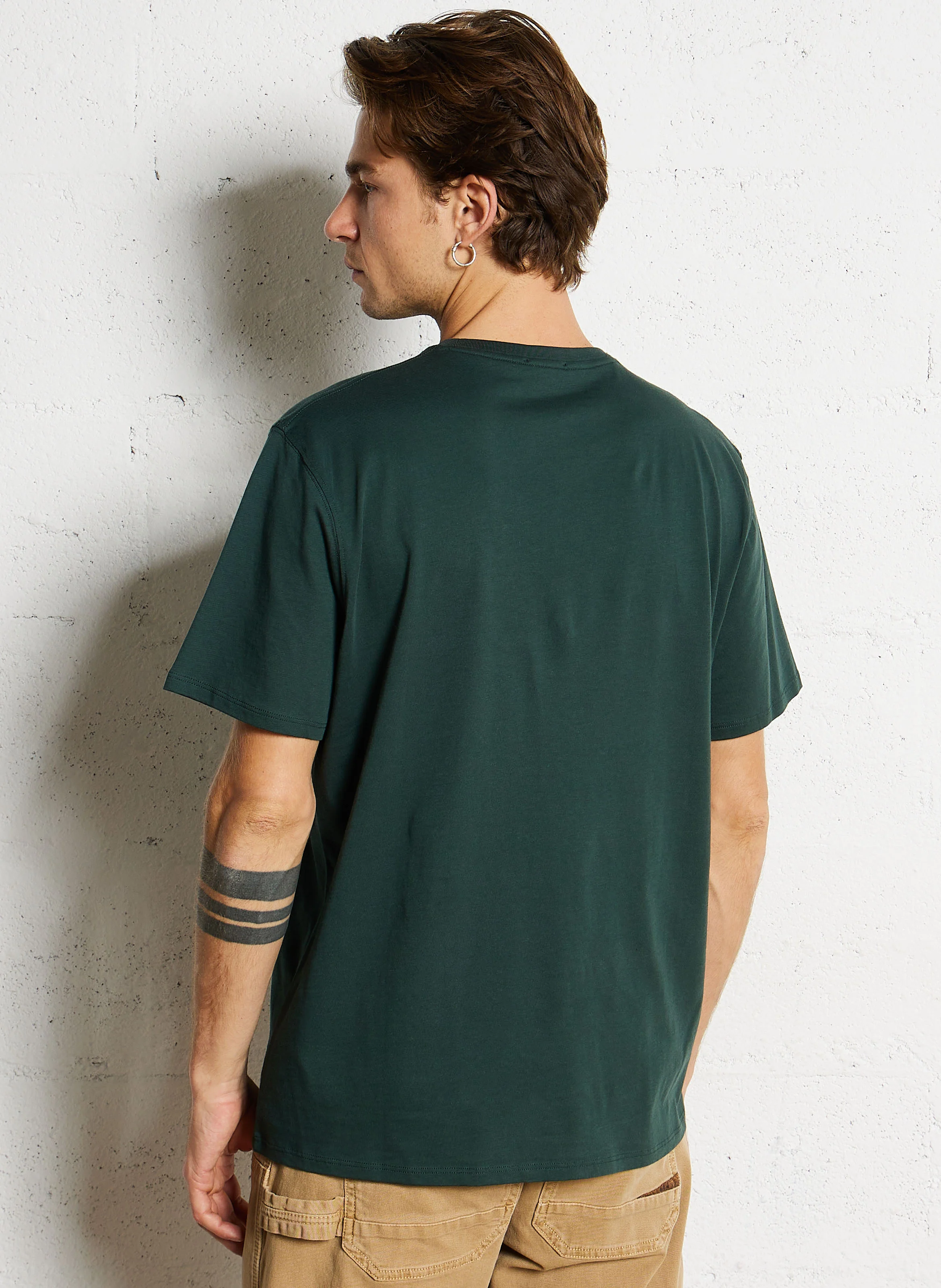 Tee-shirt col rond ample en coton | Vert