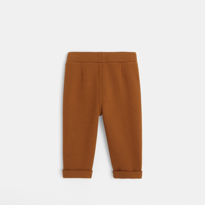 Jogpant molleton coton bio couleur marron bébé garçon