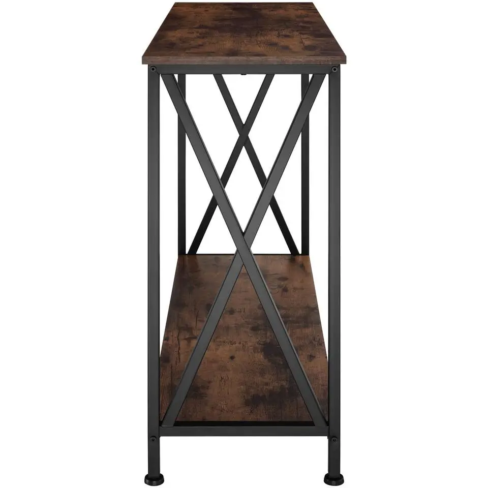 tectake Consoletafel Tacoma 100x35x80,5cm, Industrieel Hout Donker, Rustiek