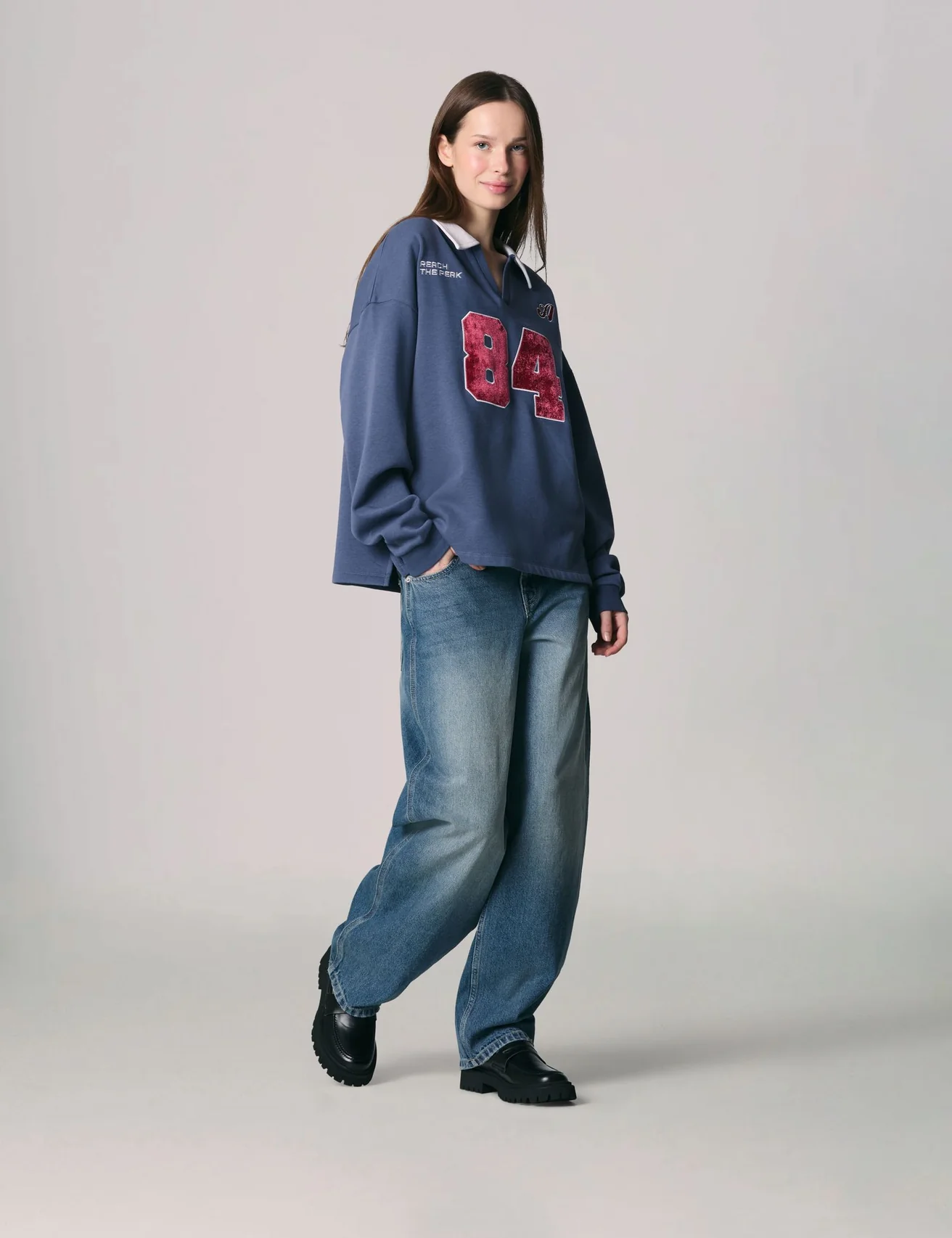 jean Balloon taille basse bleu