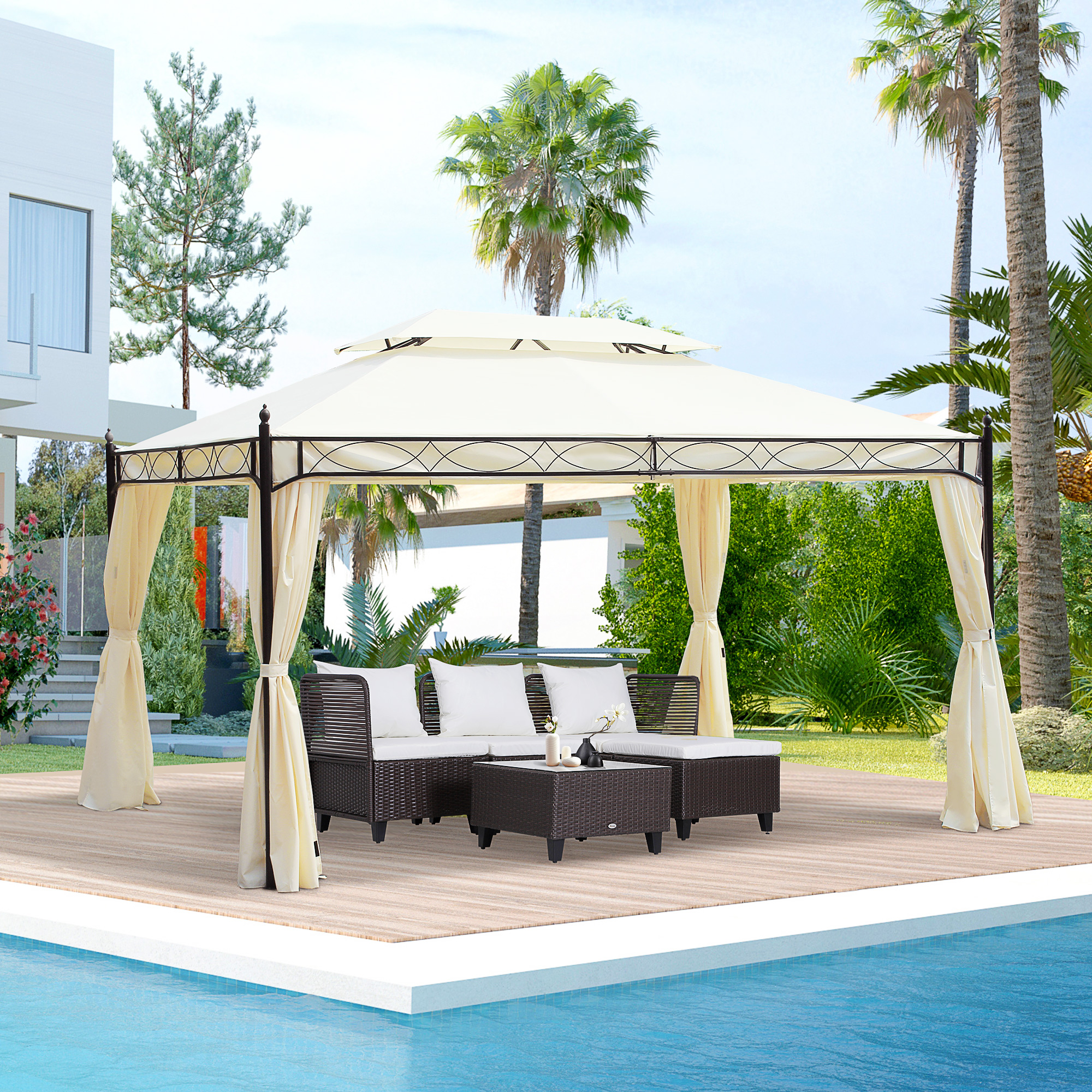 Pérgola/Gazebô Outsunny White Garden